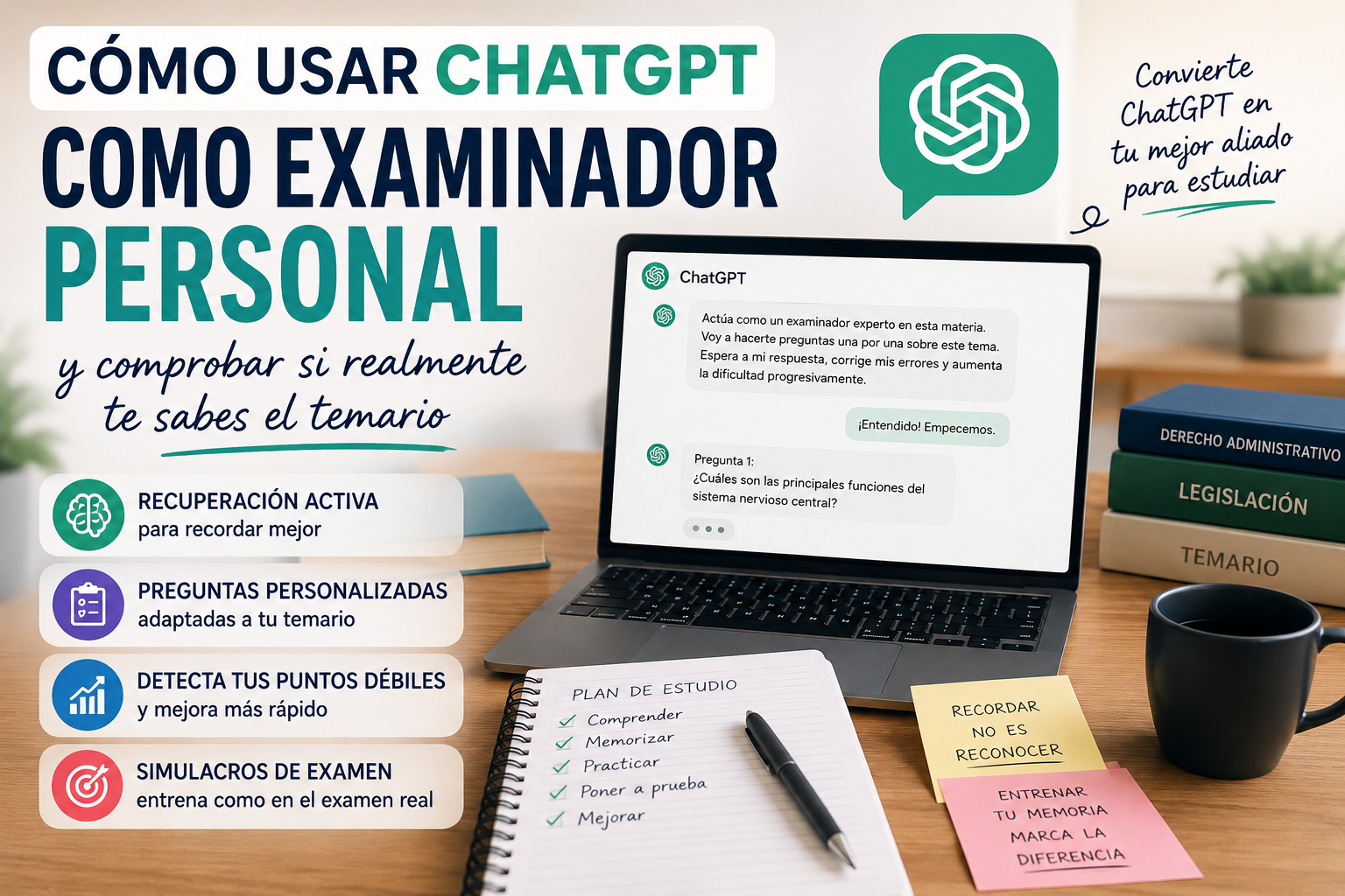 Escuela de la Memoria | Cómo usar ChatGPT como examinador personal y comprobar si realmente te sabes el temario